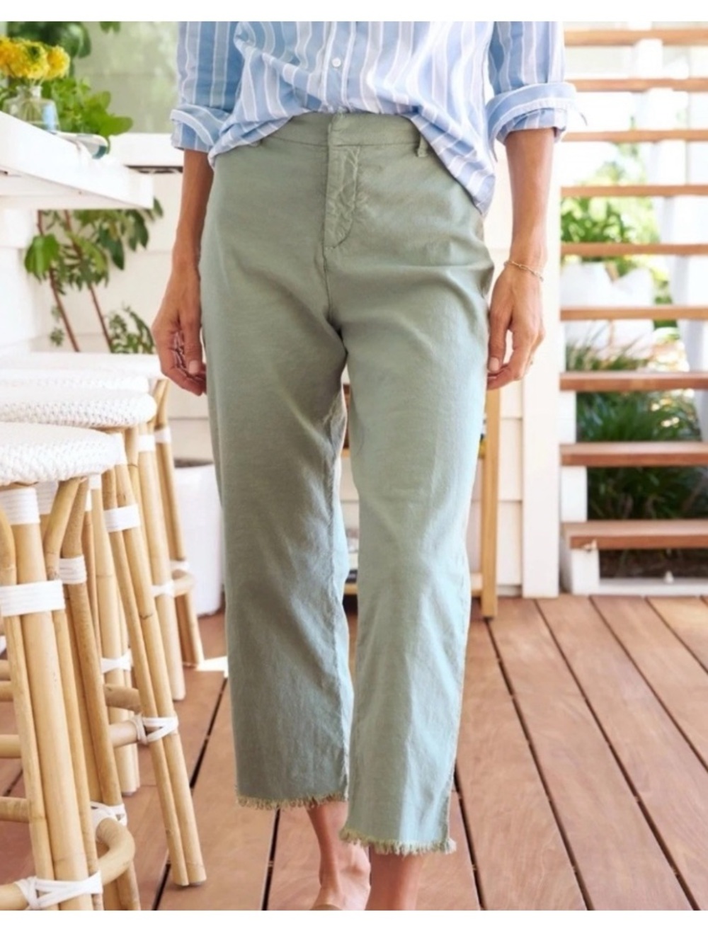 Frank & Eileen Kinsale Sage Crop Pant size 8